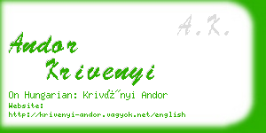 andor krivenyi business card